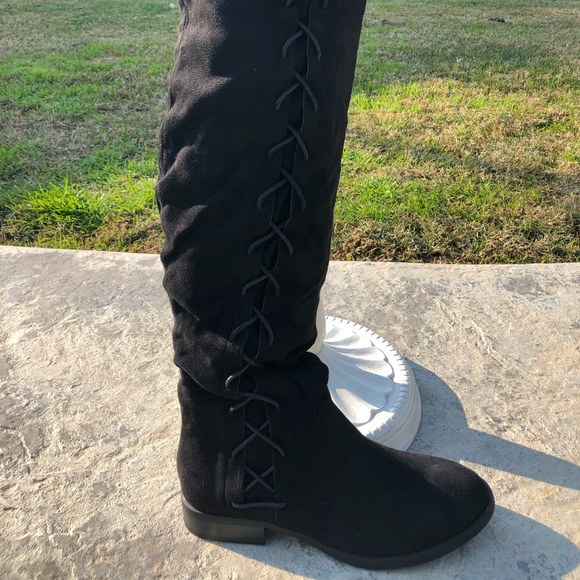 ❤️ LAST PAIR LEFT Side Lace Up Over The Knee Boots - Picture 4 of 8